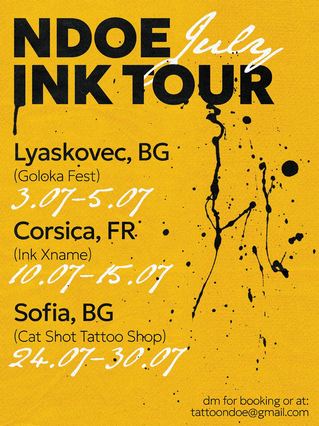 NDOE July Ink Tour poster